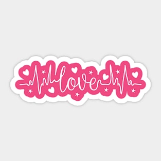 Love heartbeat with hearts and stars, valentine day Sticker